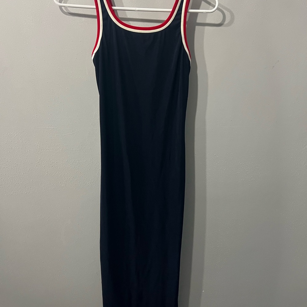 City Triangles Black Maxi Dress with Red and White Accents